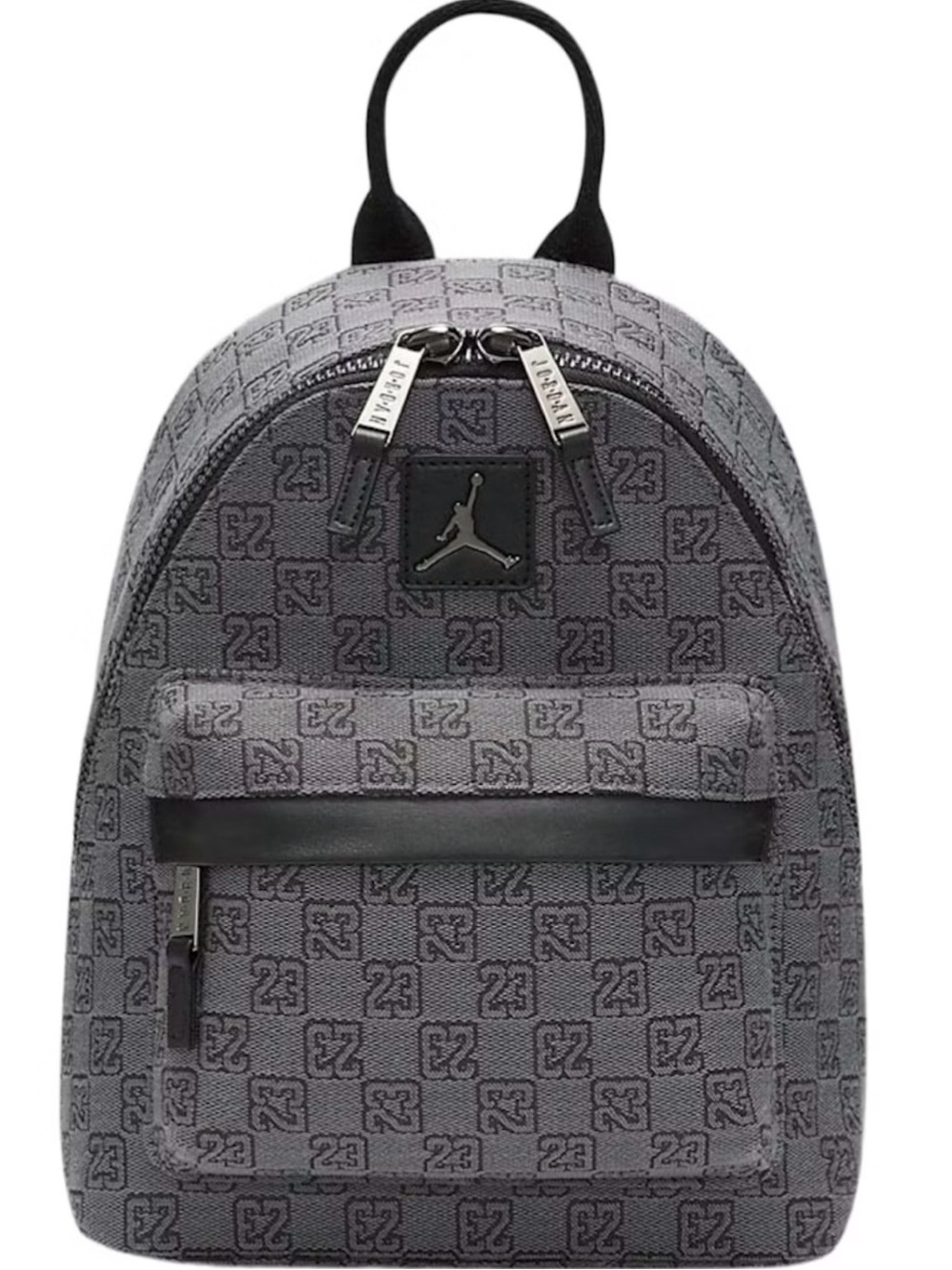 Jordan Grey Monogram Mini Backpack with Black Accents